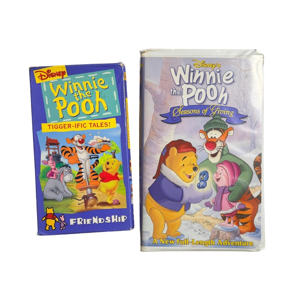 Disney Winnie the Pooh VHS Lot of 2 Tigger-ific Tales Seasons of Giving Cartoon